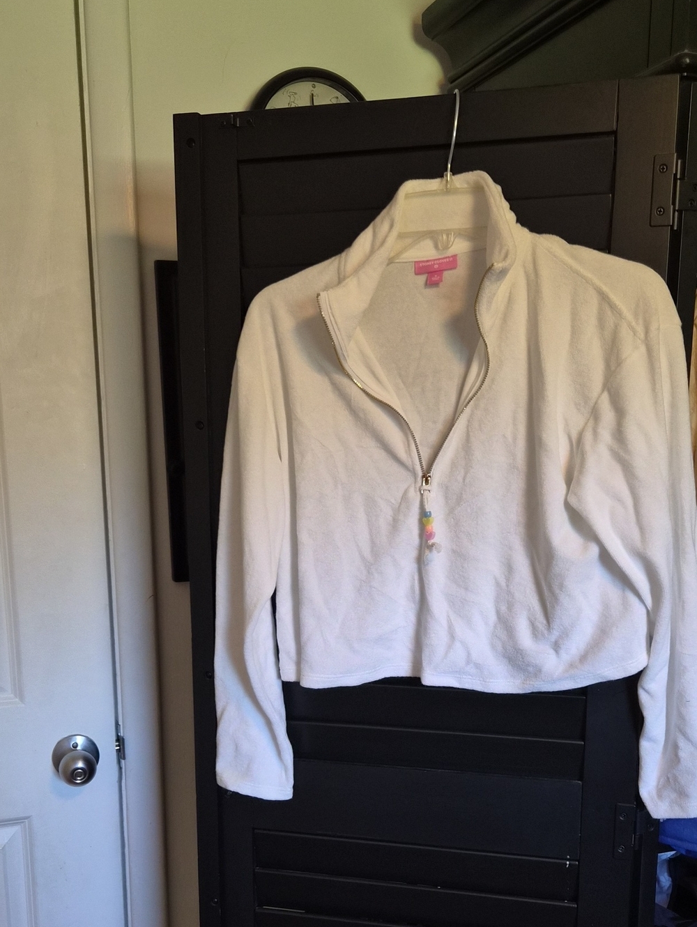 Stoney Clover Lane White Quarter-Zip Teddy Jacket